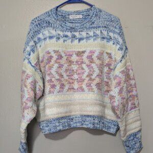 Arizona Jean Co Womens Juniors Cropped Sweater Size M NWT Ivory Multicolor